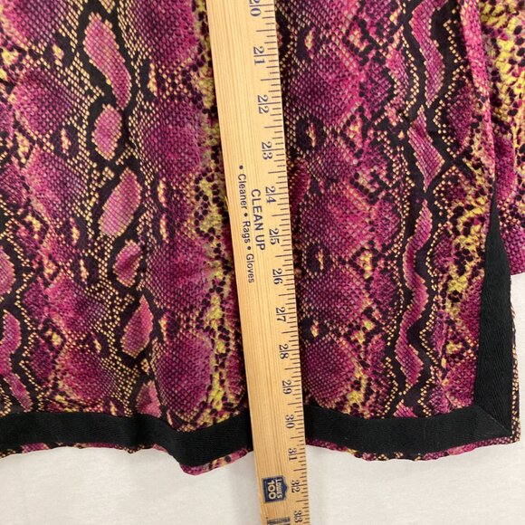 New Michael Michael Kors size 1X Purple Black Split Neck Reptile Print Boho Top - Picture 7 of 11